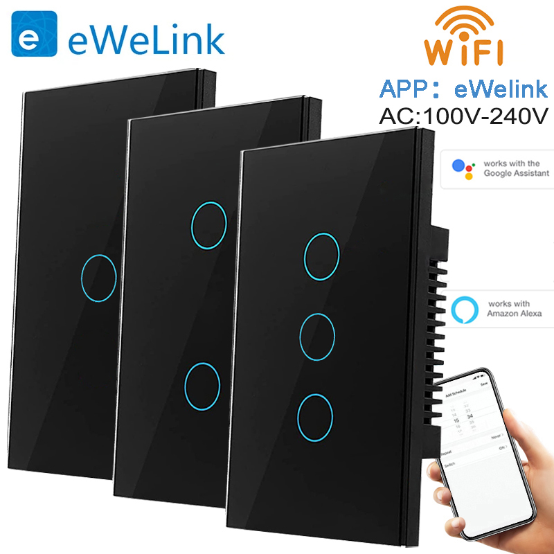 LiwoKit Wifi smart switch EWelink App Bluetooth RF Alexa voice control with neutral wire Install Touch light switch lightify