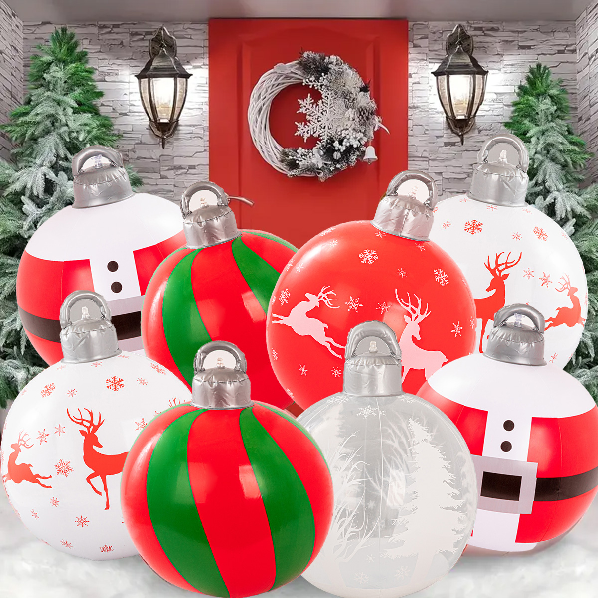 2Pcs 40cm PVC inflatable decoration ball ornament. outdoor holiday yard lawn porch decoration