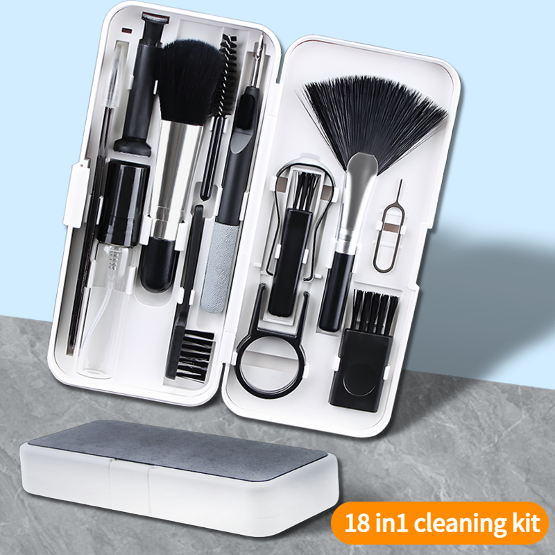 Keycap Key Shaft Puller 18 in 1 Stain Cleaning Kit Computer Keyboard Brush Screen Dust Cleaning Spray Headphone Cleaning Tool