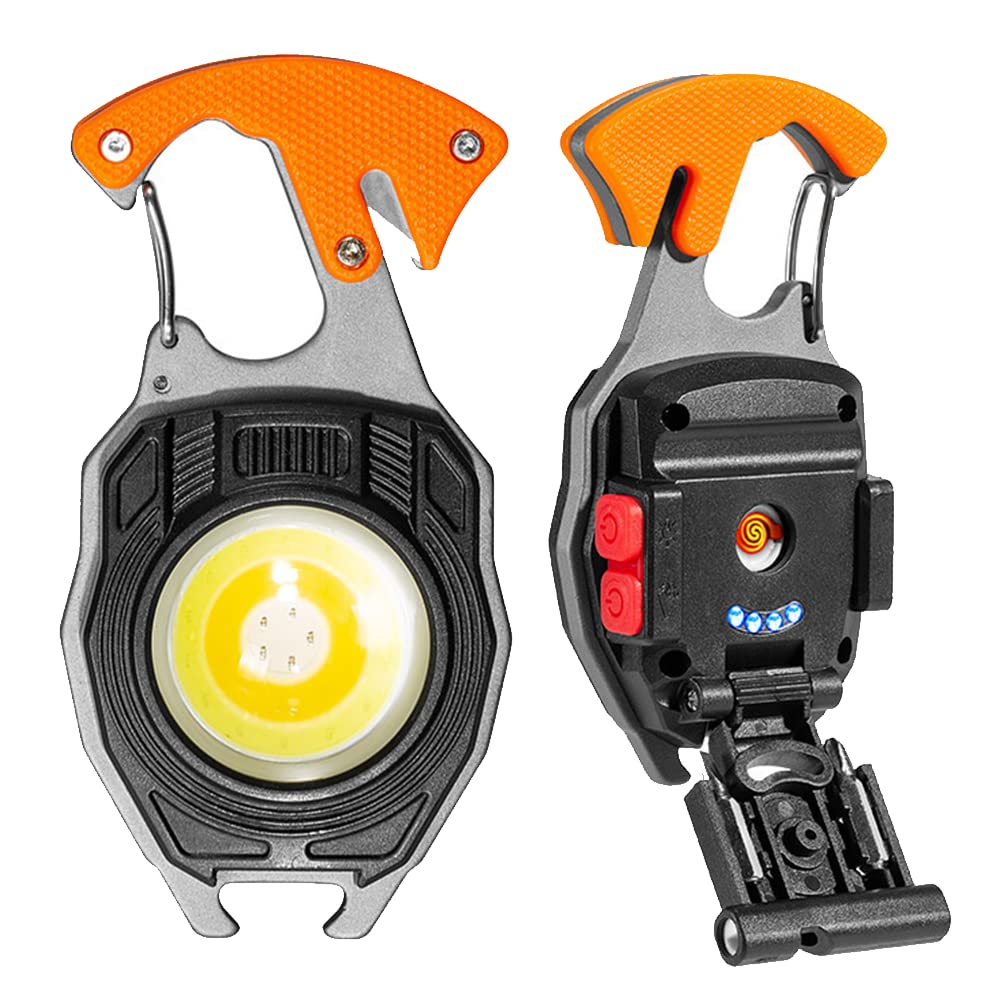 Rechargeable COB LED Work Light With Carabiner Hook Magnetic Base Portable Emergency Camping Repair Torch Lamp