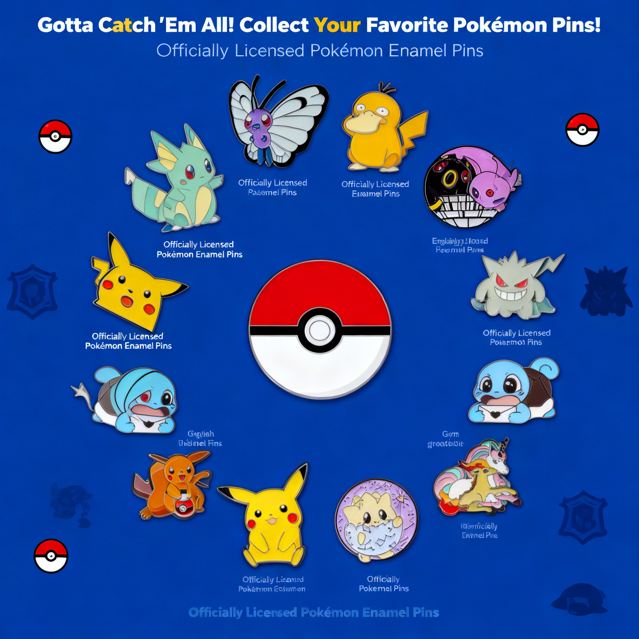 Pokemon Enamel Pins Collectible Set Kawaii Sprite Pikachu Gengar Metal Cartoon Brooch for Backpack Hat Bag Collar Lapel Badges