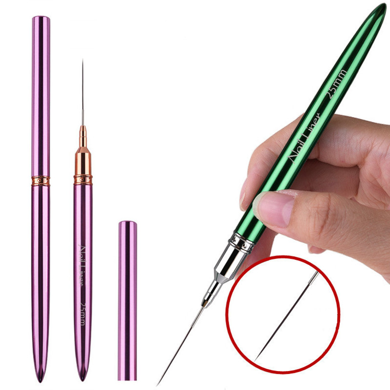 1/6PCS Metal Handle Art Liner DIY Painting Brush Drawing Lines Stripe Flower Painting Pen UV Gel Brush