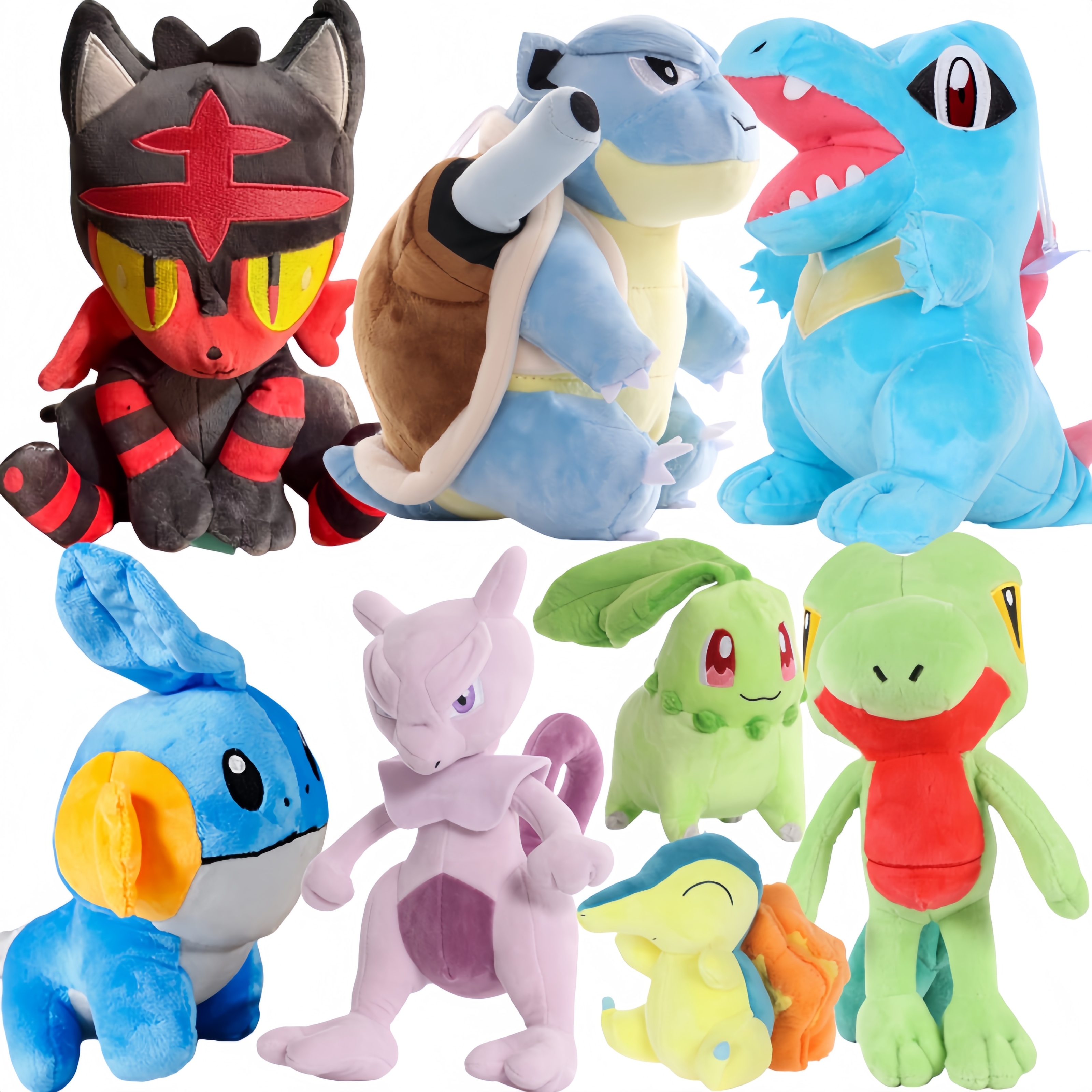 Pokemon Litten Plush Mewtwo Blastoise Stuffed Doll Adorably Cyndaquil Chikorita Totodile Animal Toys Pikachu Peluche Anime Doll