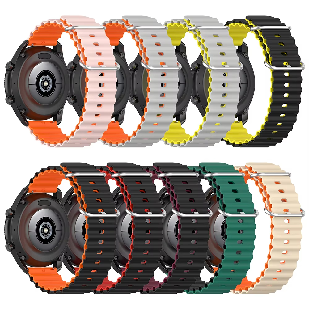 Ocean Silicone Strap For Samsung Galaxy Watch 7 6 5 4 Band 40mm 44mm Classic/Gear S3 20mm 22mm Bracelet For Amazfit GTS 2 3 4