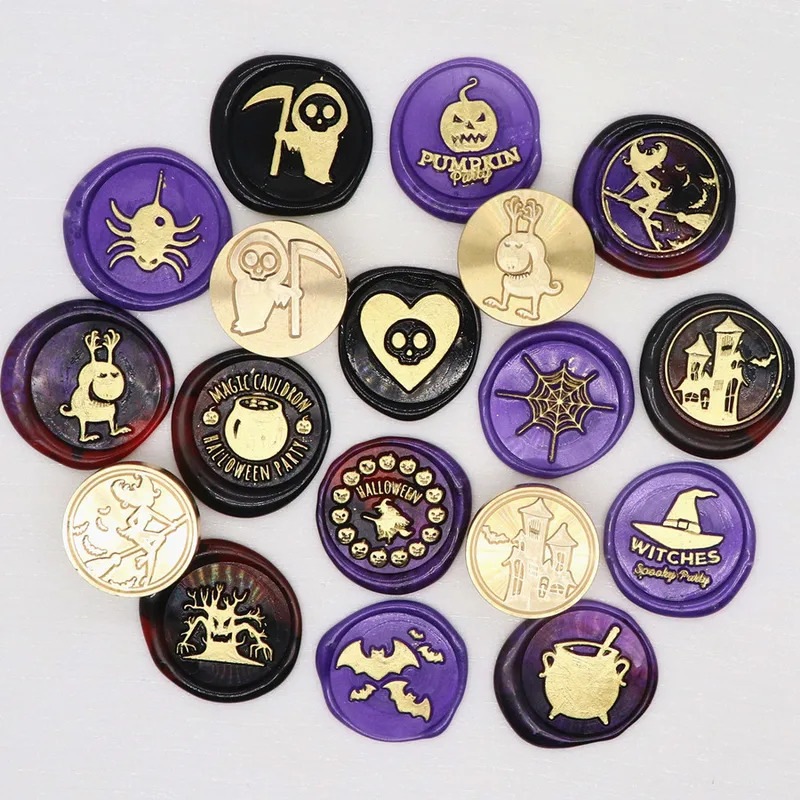 1pc 25MM Halloween Series Wax Seal Stamp Head Retro Vintage Sealing Stamp Head For Festival Wrapping Cards Scrapbooking