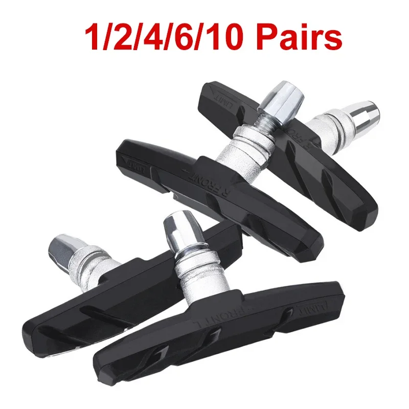 1/2/4/6/10 Pairs MTB Road Bicycle Silent Brake Pads Cycling V Brake Holder Pads Shoes Blocks Durable Cycling Accessories