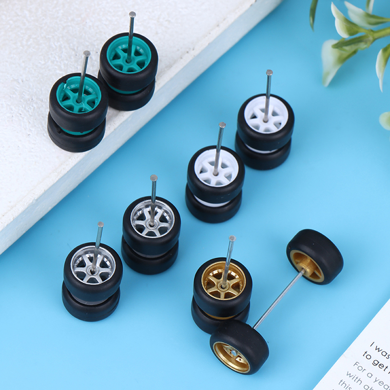 High Quality 6PCS 1:64 Wheels For Hotwheels With Tire Model Model Car Modified Parts Racing Vehicle Toys New 4Colors