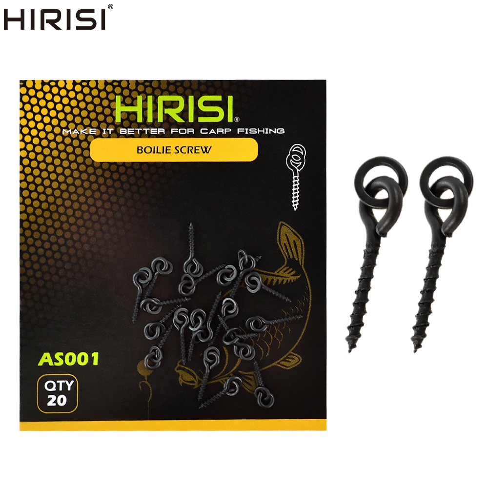 Hirisi 20 piece Carp Fishing Boilie Screw with Solid Ring Bait Tool Chod Rigs Fishing Tackle AS001