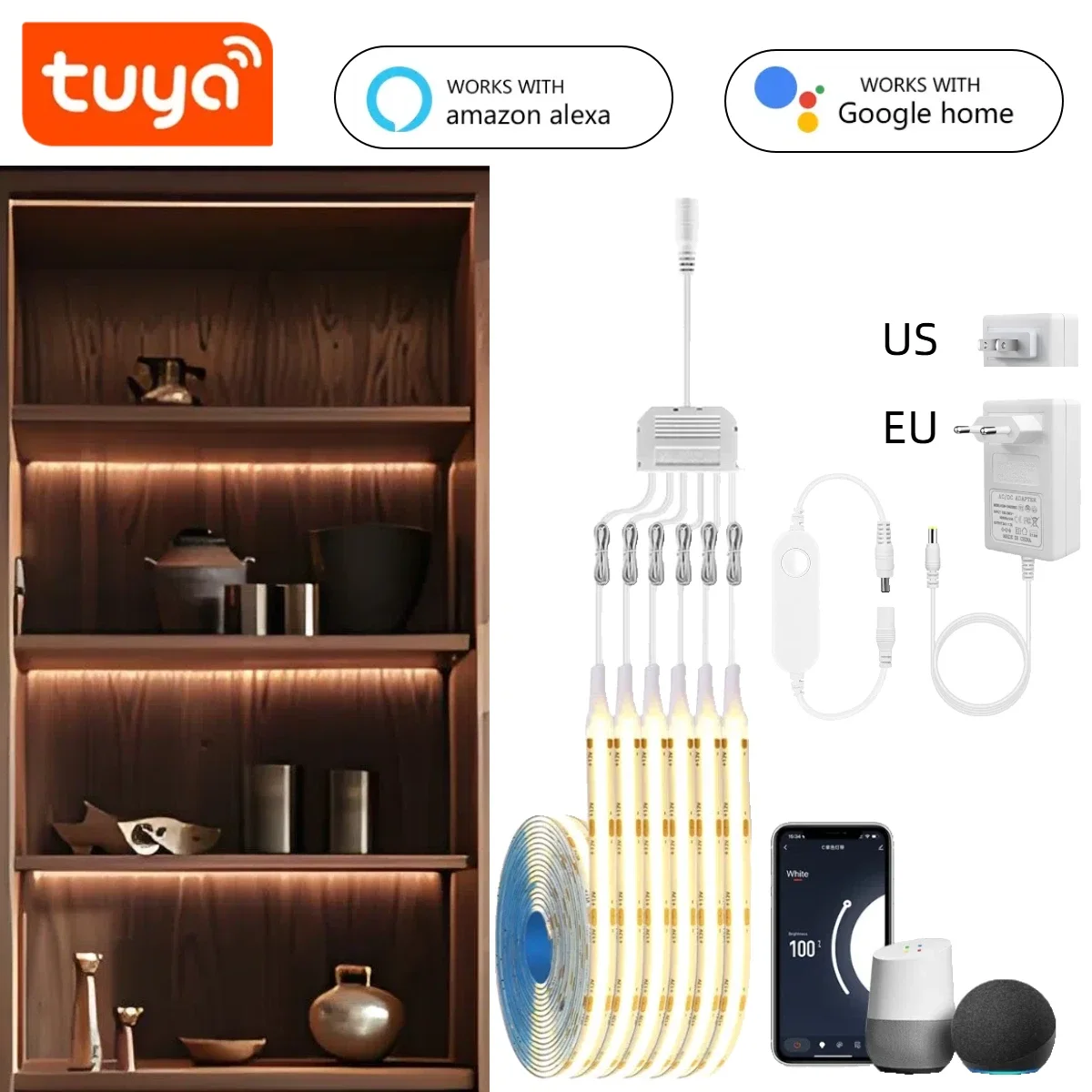 TUYA Smart COB LED Group Lighting Set 1-6PCS Work With Alexa Echo Plus Assistant APP Voice Control For Cabinet Showcase lightify