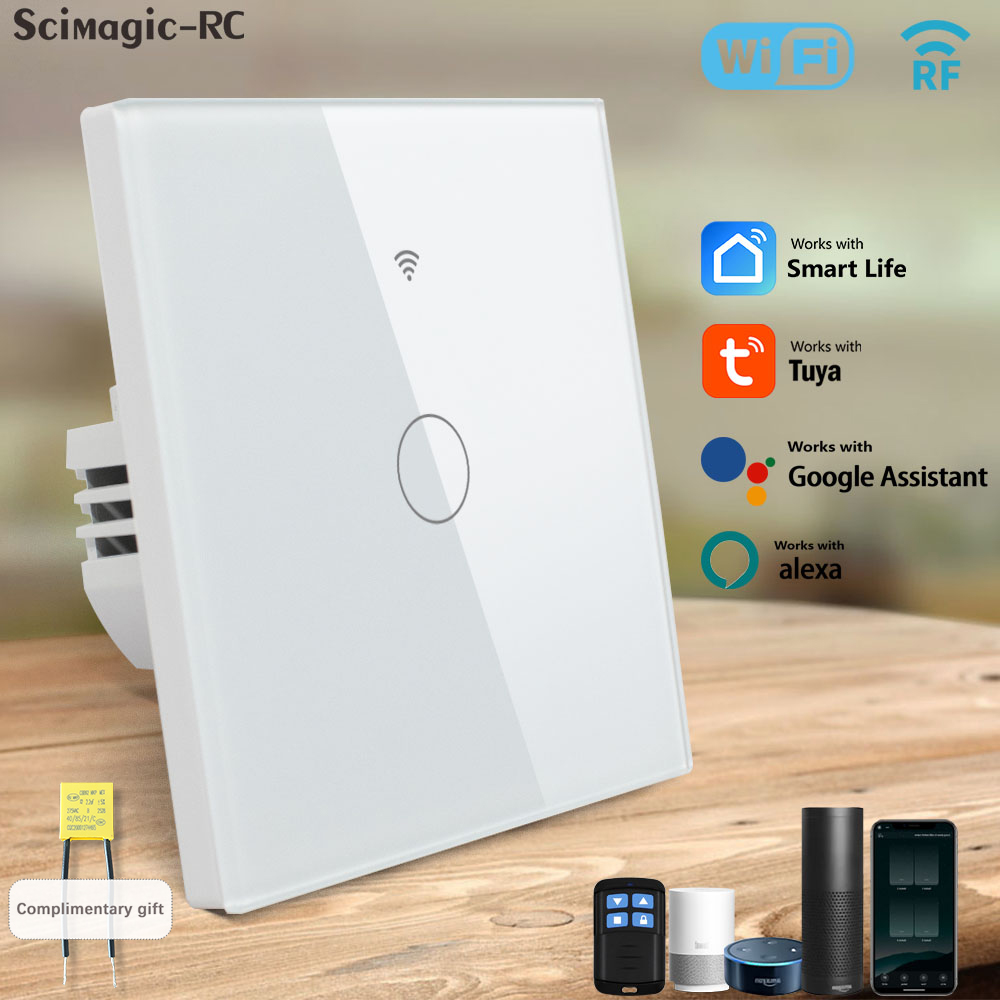 Tuya Wall Touch Switch WiFi Smart Light RF Remote Control Controller AC 100－240V 1/2/3/4 Gang Switch Timer Alexa Home lightify