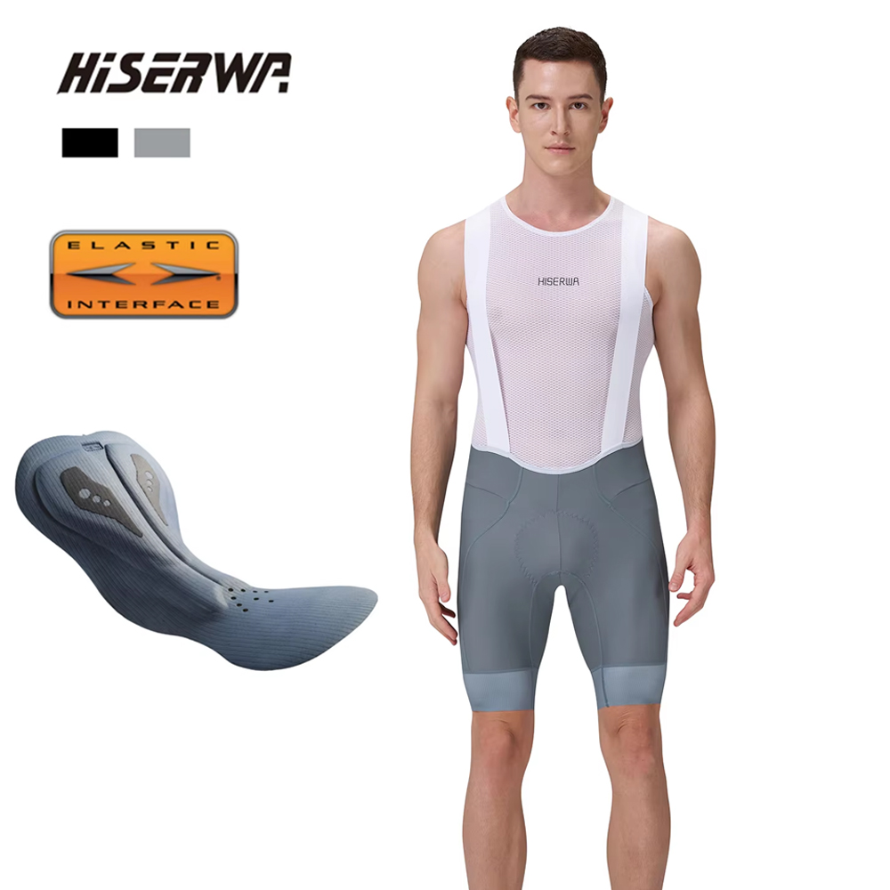 HISERWA Men Cycling Bib Shorts High Quality Mountain Bike Bib Shorts 7H Pro Team Elastic Interface Pad Men MTB Cycling Shorts