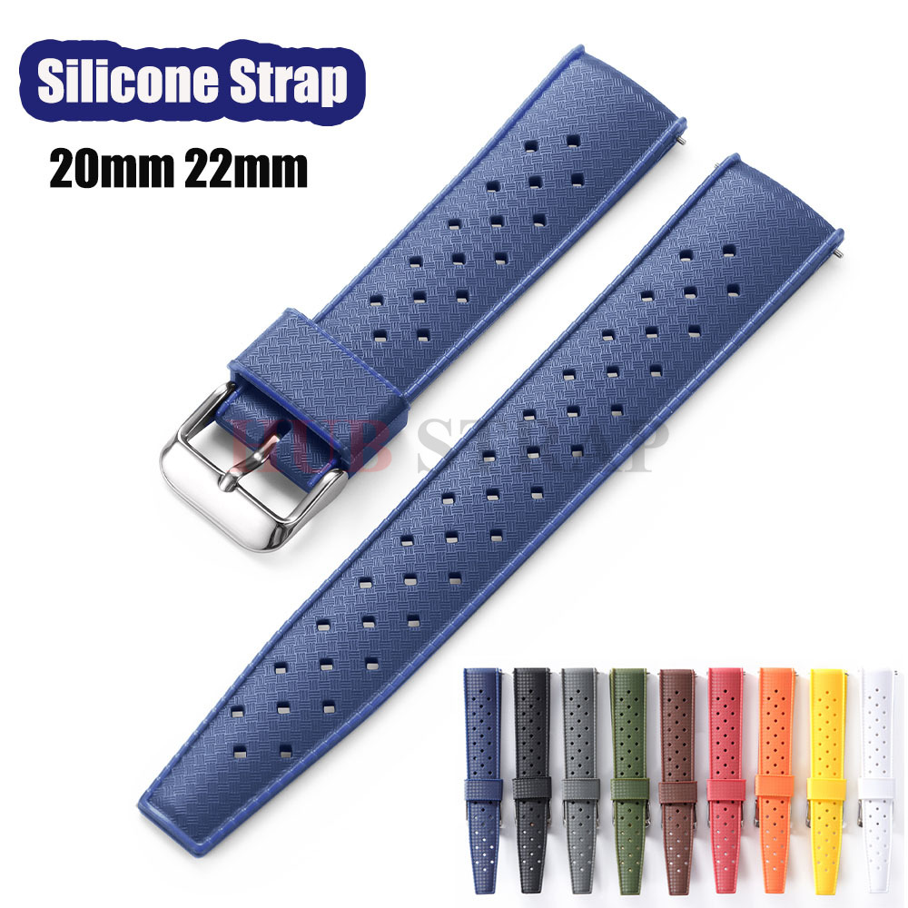 20mm 22mm Tropical Silicone Strap for Seiko Diving Waterproof Breathable Watch Band for Samsung Gear for Huawei Watch GT Active
