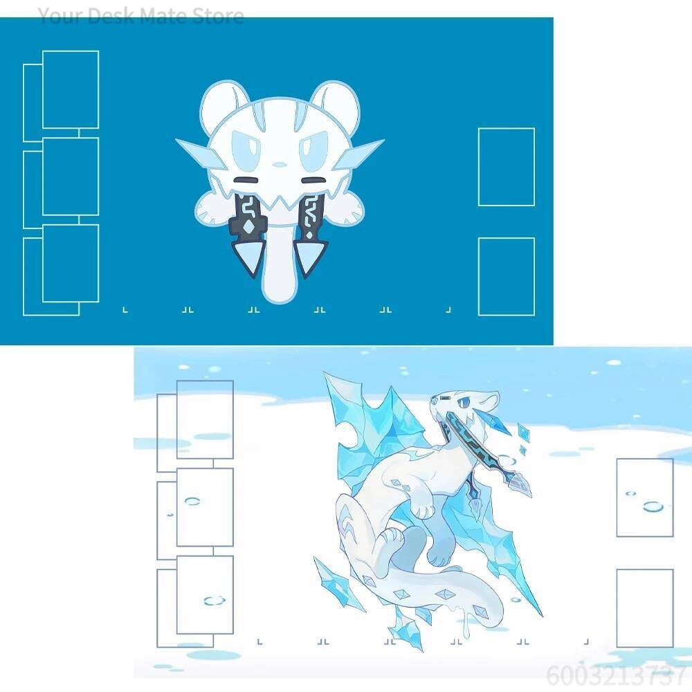Ice Type Pokemon TCG Playmat Chien- Trading Card Game Mat,Waterproof Aesthetic Office Keyboard Pad