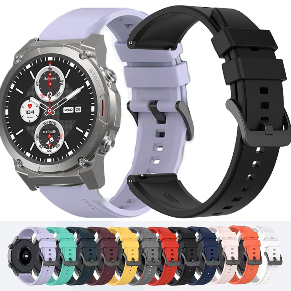 22mm Silicone Strap For Zeblaze Vibe 7/Pro/Lite Stratos 2/3 GTR 2/3 Pro Beyond 2/3 Pro Btalk 2 Swim NEO 3 Bracelet Wrist band