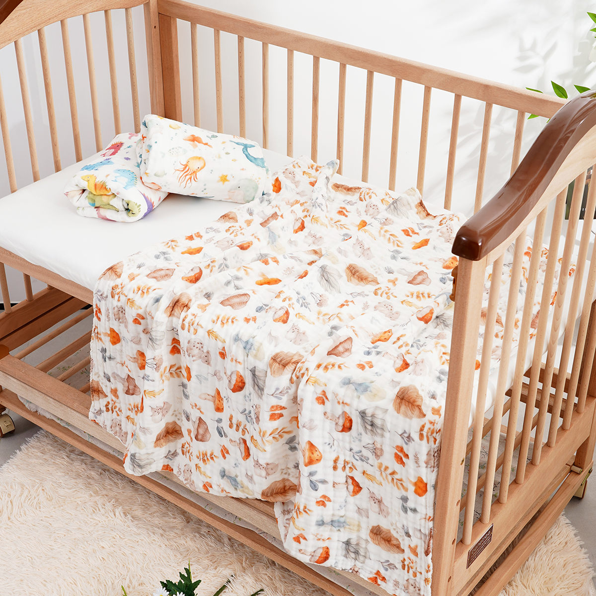 Happyflute 1 Pc 100% Cotton Muslin Squares 6 Layers Gauze Kid Baby Swaddle Blanket Wrap Winter Thick Baby Swaddle Blanket