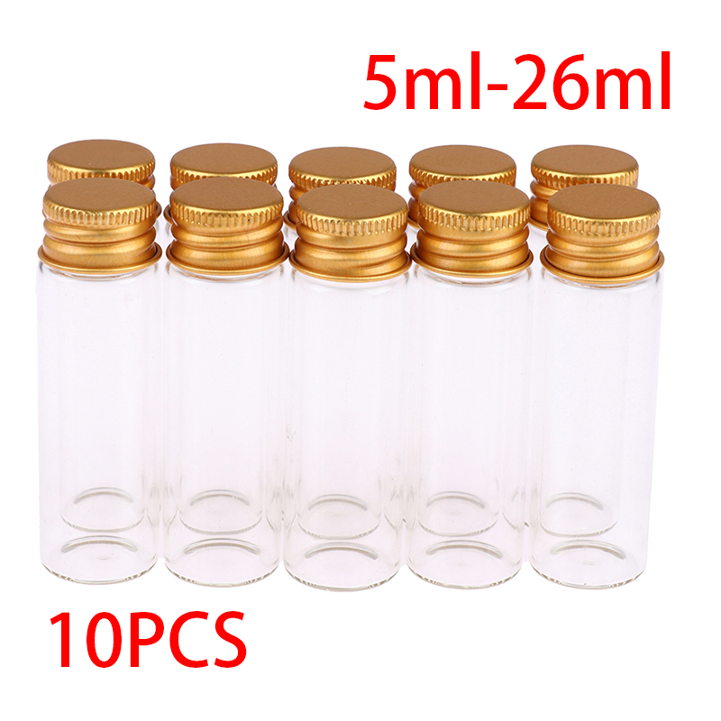 10PCS 5ml/7ml/10ml/14ml/18ml/20ml/26ml Tiny Glass Jars Bottles Screw Cap Storage Jar Mini Containers Transparent Vial Bottles