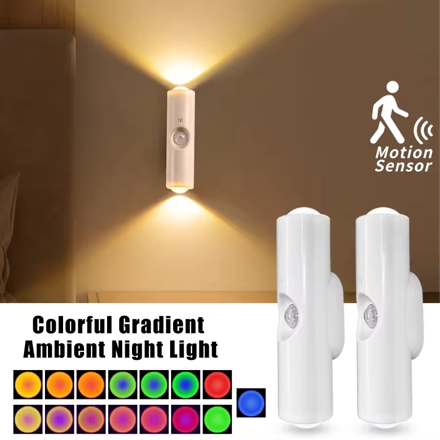 Rechargeable LED Sunset Lamp Wireless Wall Sconce Night Light for Bedroom Hallway Stairs Home Background Atmosphere Decor