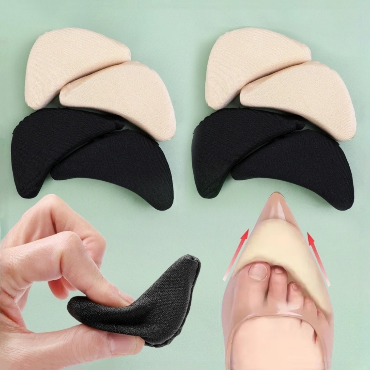 4pcs Toe Plug Shoe insoles Soft Half Reusable Toe Sponge Filler Forefoot Insert Pads heels Adjustable Too Big Foot Brace Pads