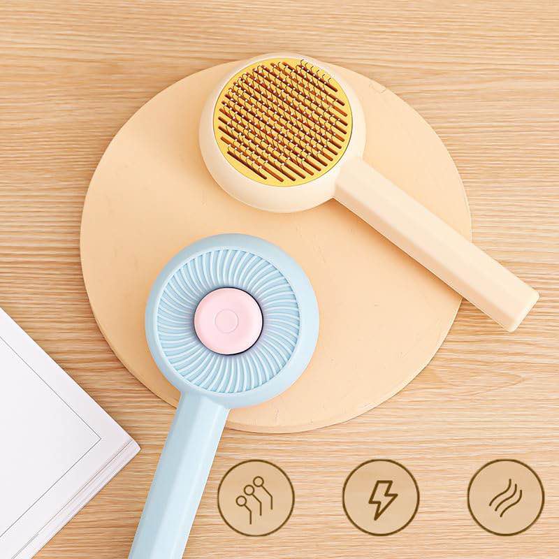 Automatic Cleaning Slicker Brush, Dog Cat Rabbit Pet Grooming Shedding Brush - Easily Remove Loose Undercoat, Pet Massage Tool For Long Or Short Hair Pets
