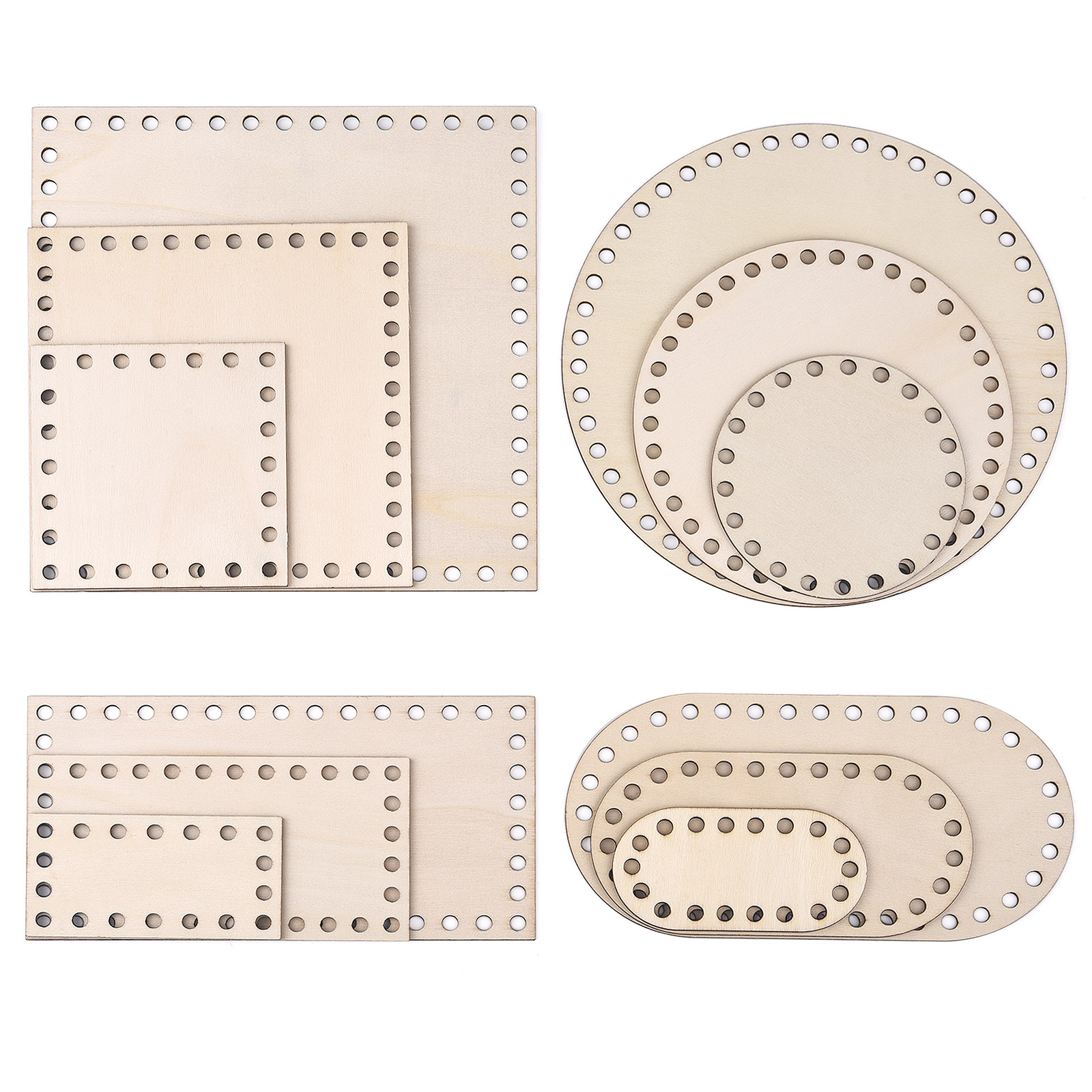 3pcs/set DIY Basket Weaving Supplies Natural Wooden Basket Bottom Oval Blank Solid Crochet Basket Wood Base for Craft Making
