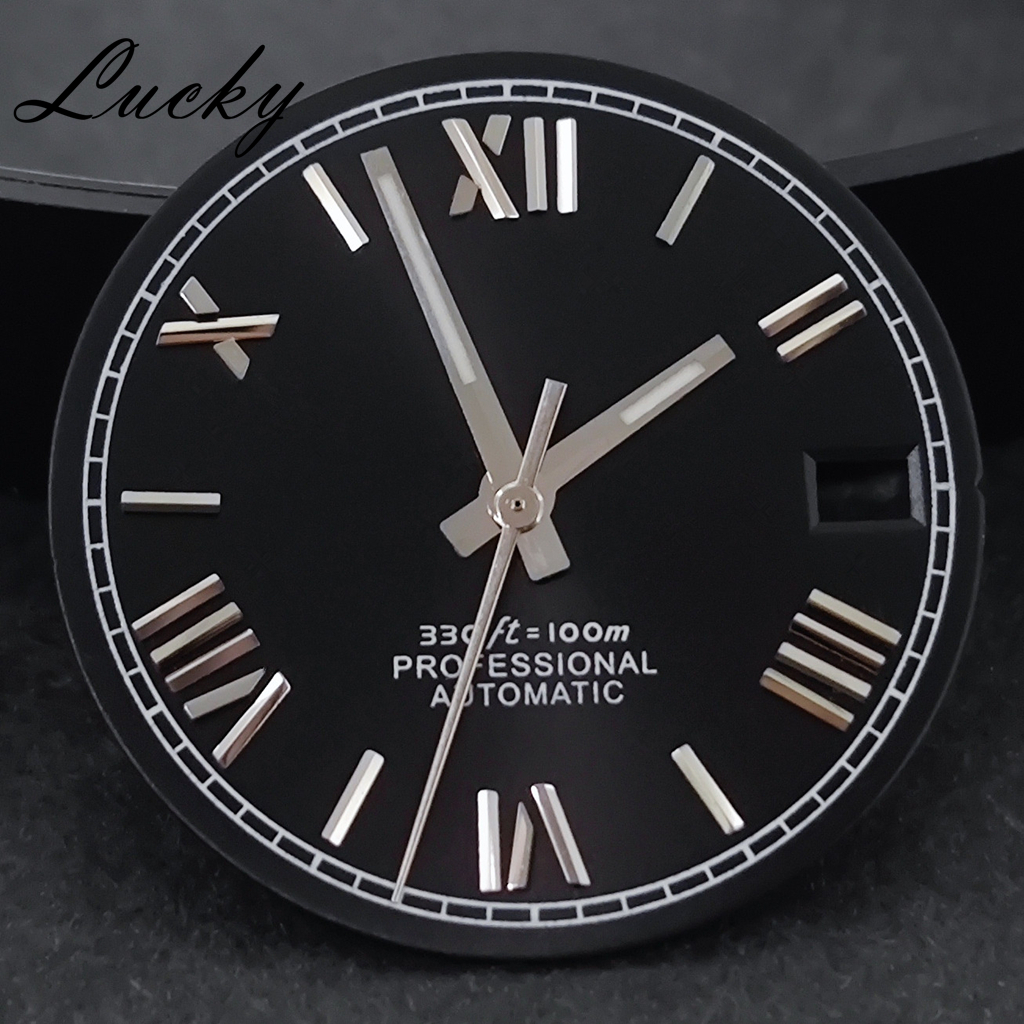 28.5MM Steel Roman Numerals Black Blue Gold Silver Sunburst Watch Dial Hands Fit NH35 NH36 Automatic Diver Men Watches Part