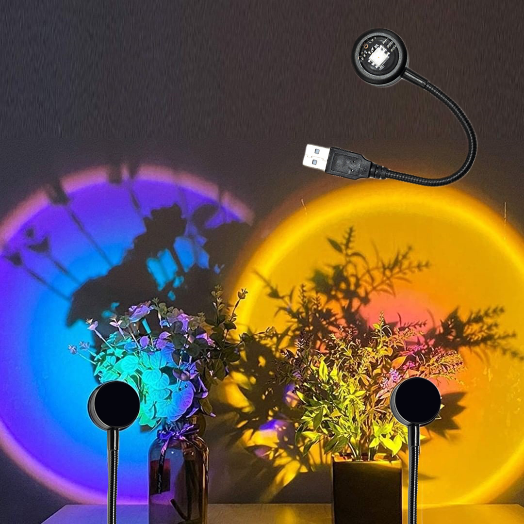 USB LED Sunset Lamp Atmosphere Night Lights Projector Photography Wall Ambience Lamp For Festival Bedroom Decoration Light