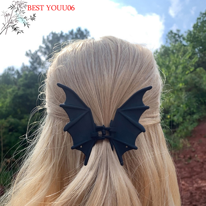 (YOUU06)1pc Halloween Hair Accessory Metal Bat Hair Clips Black Color Cute Fashion Shark Clip For Women Girl Headwear