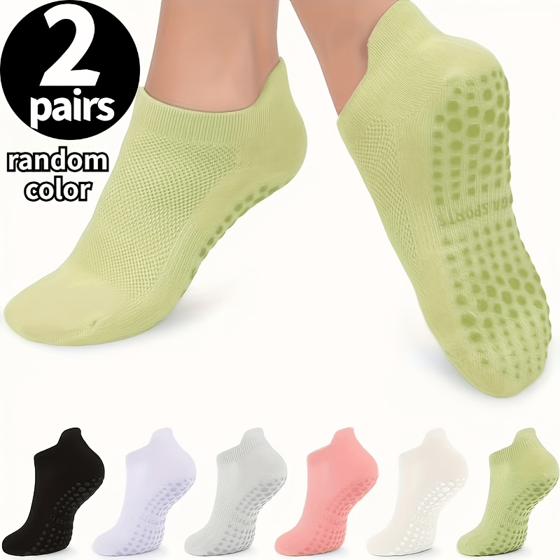 2 pairs Grip Pilates Socks for Women Yoga Athletic Socks for Barre Ballet Barefoot Workout