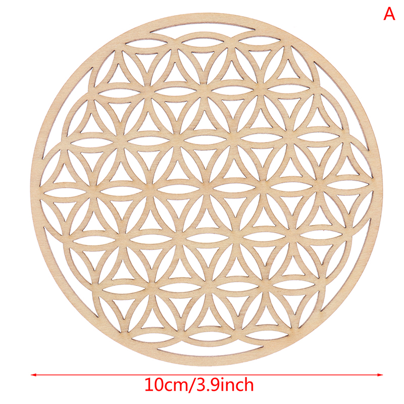 1PC Creative Chakra Pattern Coaster Wood Flower of life Natural Symbol Round