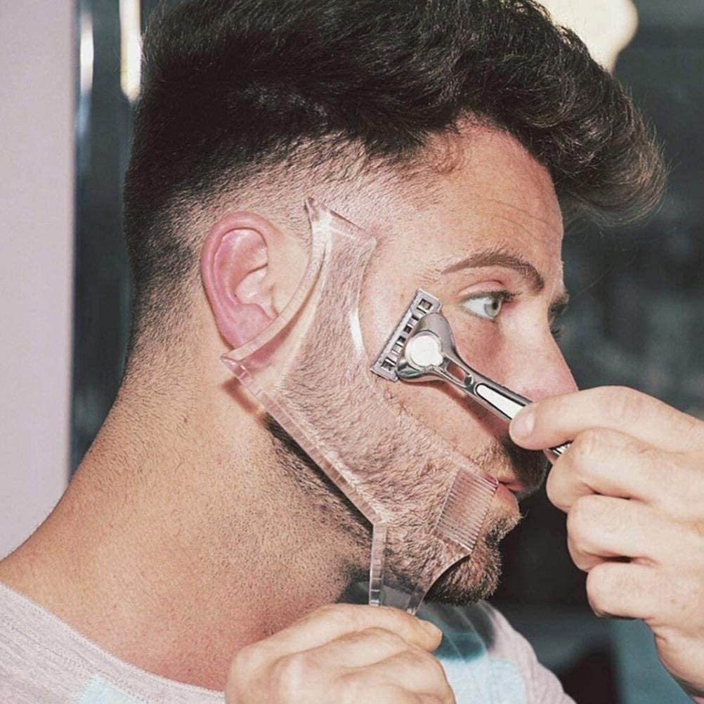 2pcs/set Beard Shaping Tool for Men - Multi-Line Beard Trimming Template with Built-in Comb, Beard Guide for Precise Shave Style