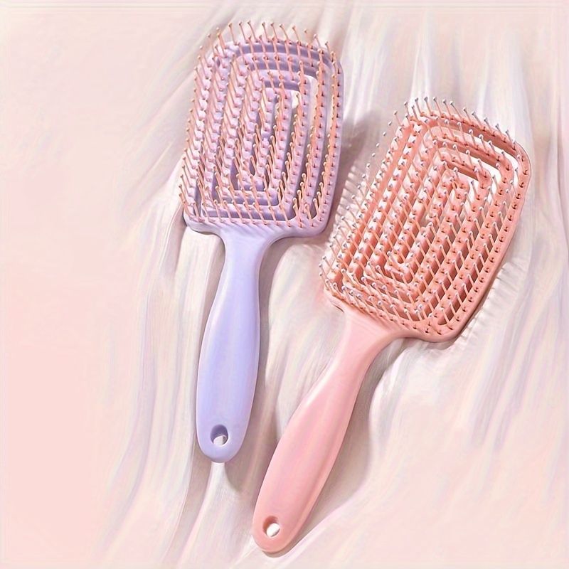 1pc Fine-Tooth Detangling Hair Brush, Hollow Design, Plastic Bristle, ABS Handle, for Normal Hair, Wet/Dry Use