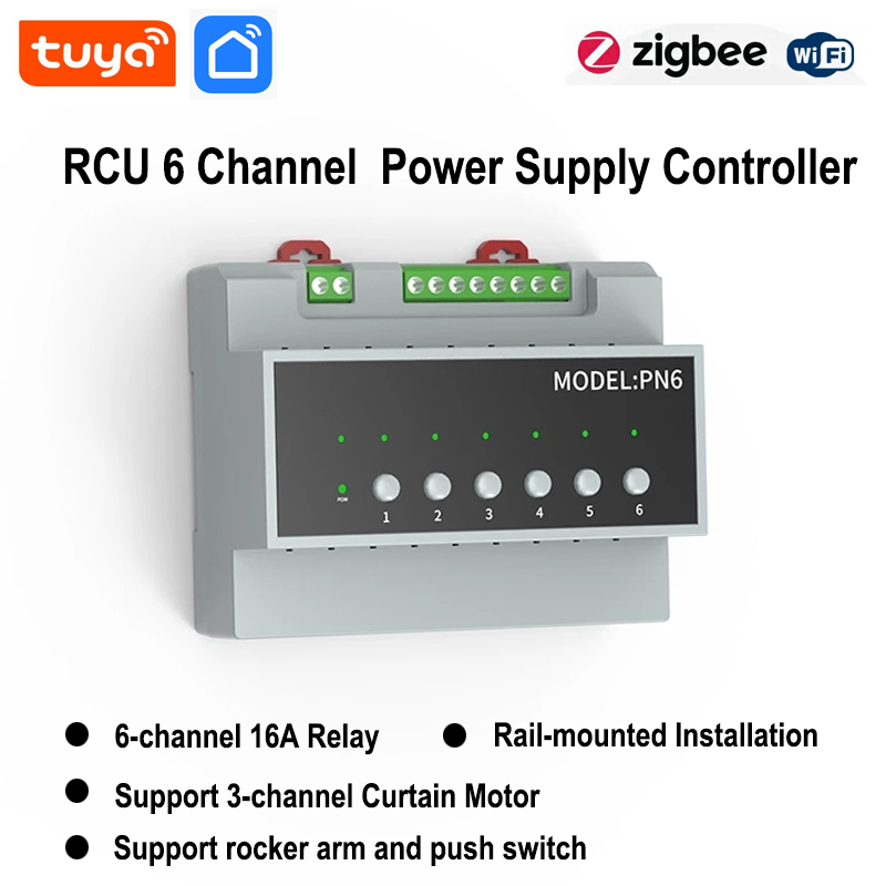 Smart Life WIFI 6 Way Relay Switching Module 16A Zigbee Power Remote Control Device 110V-240V Smart Switch Module
