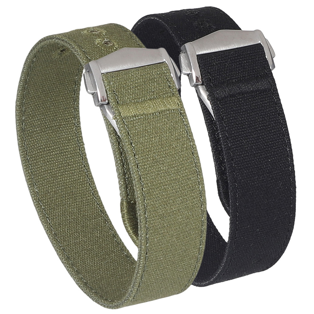 Canvas Watchband 20mm 22mm Sailcloth Watch Strap With Deployment Clasp Soft Nylon With Folding Buckle Men