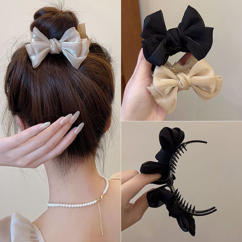 1pc New Elegant Bowknot Bun Claw Clip Internet Celebrity Temperament Hair Clip for Women Rear of Head Clip Accessories