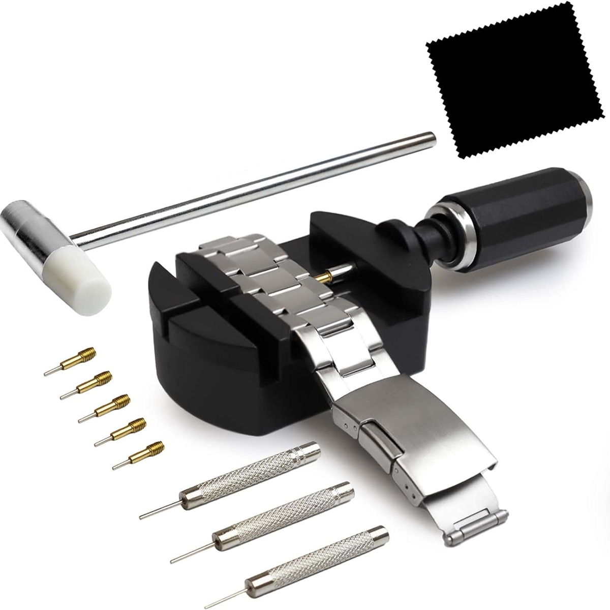 11pcs/pack Watch Link Removal Tool Kit, Watch Band Tool Strap Chain Pin Remover Repair Tool Kit for Watch Band Strap Adjustment