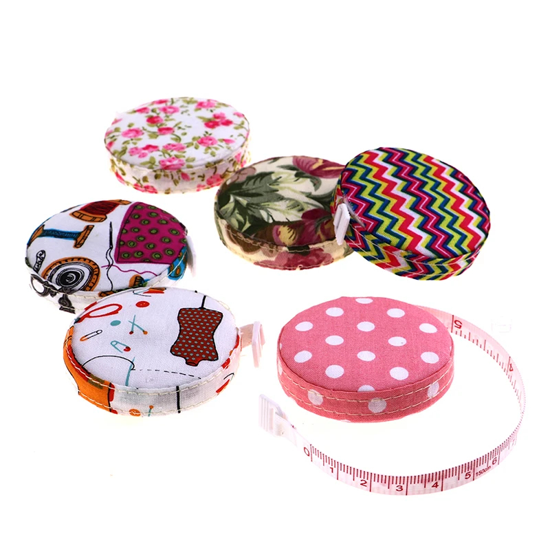 150CM/60inch Mini Retractable Portable Ruler Tape Measure Fabric Covered Tailor Ruler Sewing Tools DIY Knitting Accessories