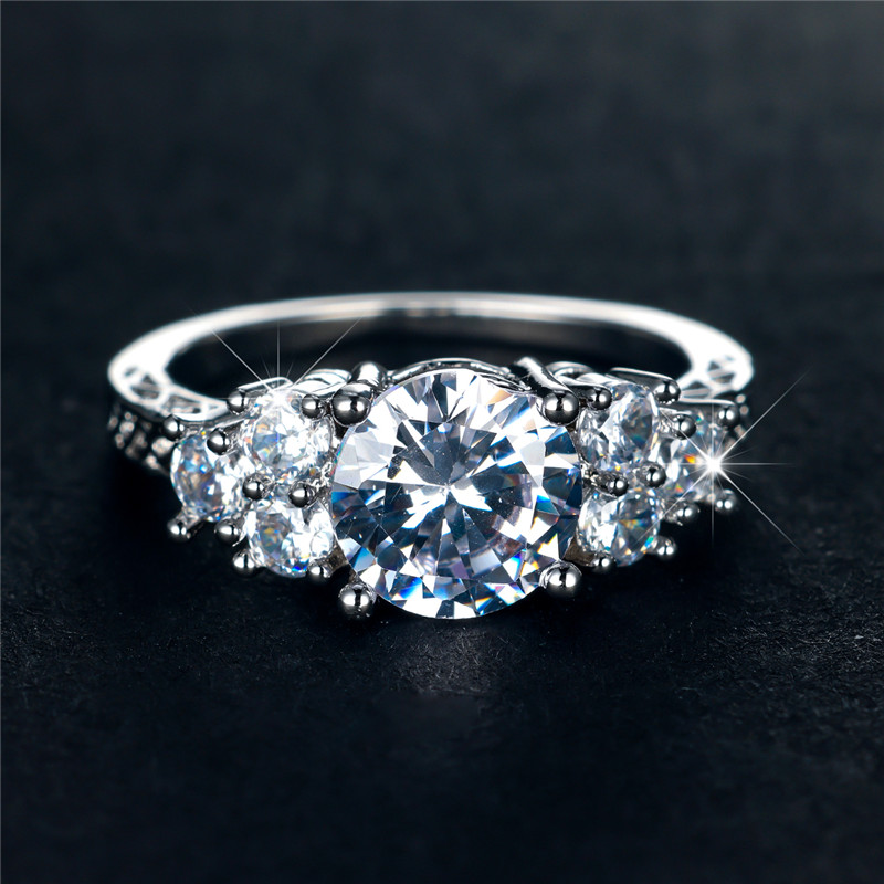 Crystal Stone Ring For Women Vintage Female Wedding Party Jewelry Birthday Gift DENGYOUZHOU
