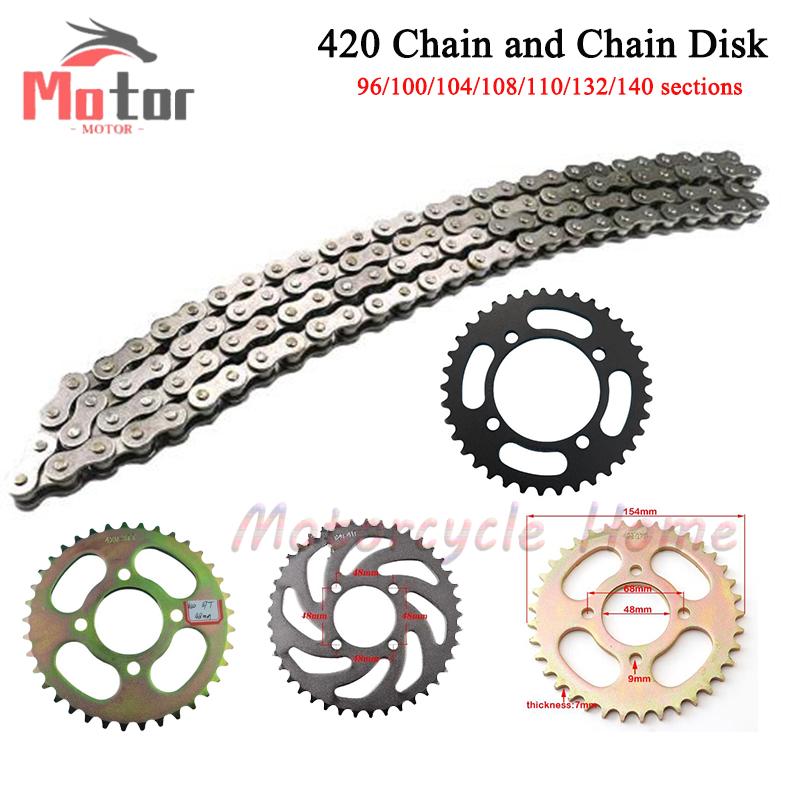 420 Chain and Chain Disk 96/100/104/108/110/132/140Links Motorcycle Drive Chain Link For Pit Dirt Quad ATV Bike