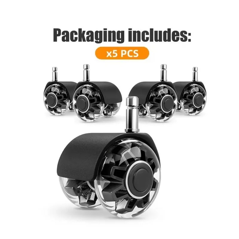 5PCS Universal Mute Wheel Office Chair Caster Swivel Soft Safe Rollers Furniture Hardware Chair Wheels for Desk Office