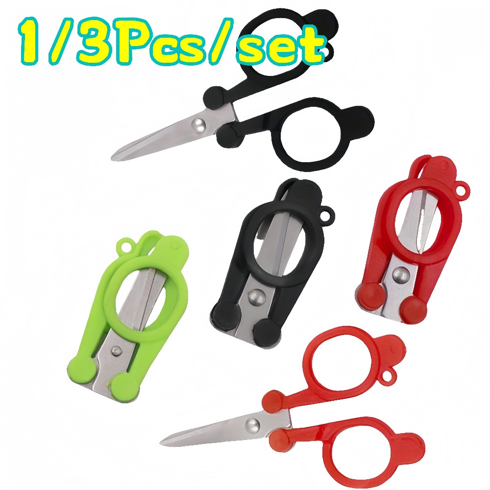 1-3Pcs Folding Scissors Mini Stainless Steel Pocket Scissors for Travel, Outdoor, Home, Office