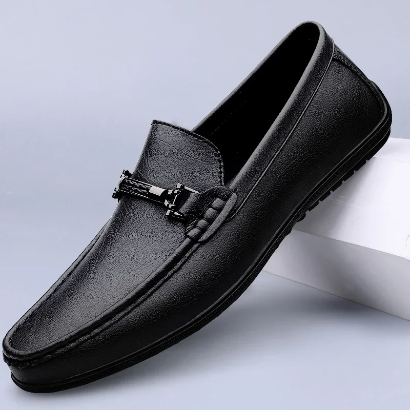 Mens Genuine Leather Shoes Handmade Driving Flats Shoes Dress Business Casual Slip-on Shoes All-Match breathable Loafers mo-2231