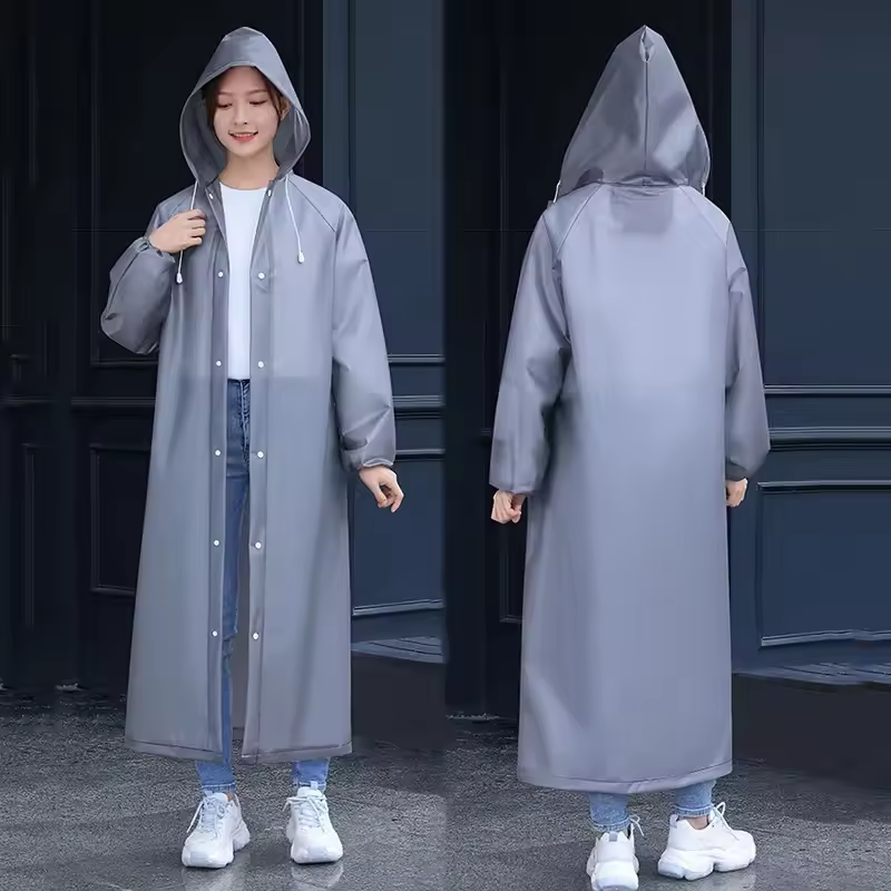 Thick drawstring EVA raincoat, outdoor travel and fishing raincoat, portable long waterproof one-piece raincoat