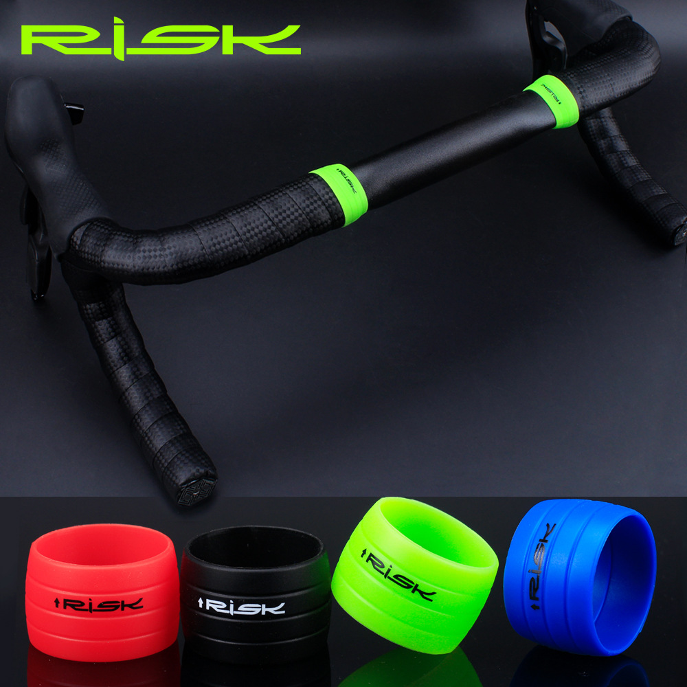 2pcs RISK Bicycle Bike Handlebar Strap Tape Fixing Silicone Ring Anti-Skip Sleeve Loops Collar