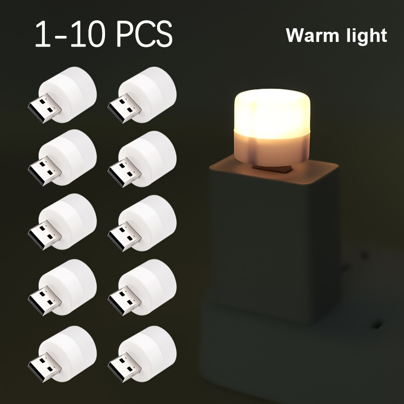 1-10 PCs USB LED Night Light,Mini Portable Plug-in Warm White Cool Light,Bedroom Mood Lamp,,Camping,Car,Desktop Decor