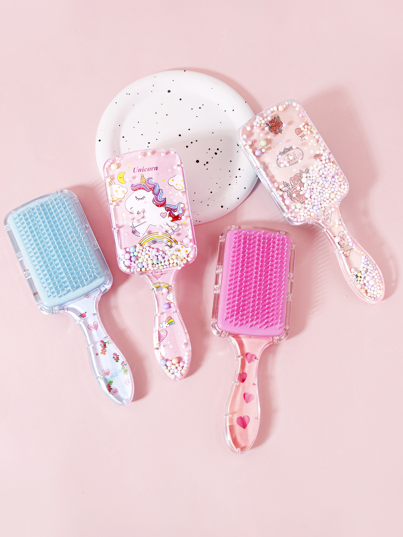 1PCS cartoon removing knots and tangles, scalp massage comb, suitable for dry/wet hair, paddle style hair brush