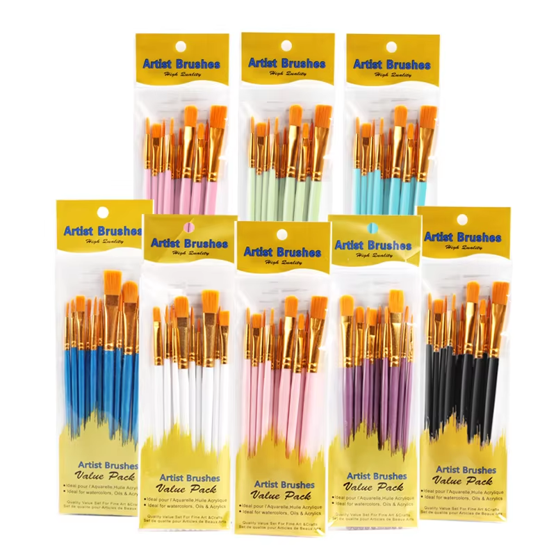 Acrylic Paint Brushes, 6Pcs Nylon Hair Paint Brush Set for All Purpose Oil Watercolor Painting Artist Professional Kits