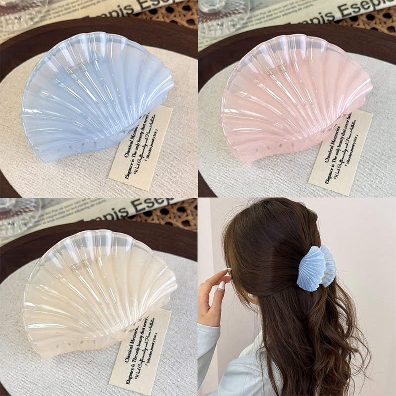 Solid color Transparent Shell hair clip for women elegant Daily wear Beach vacation Shark Clip Fashion girl Hair Accessories