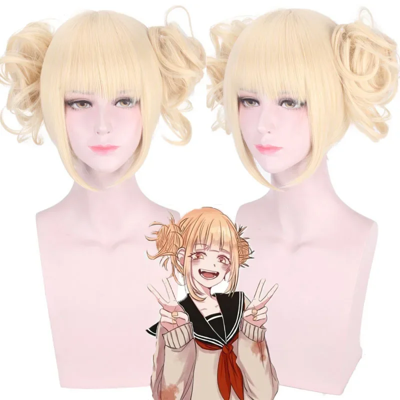 Anime My Hero Academia Himiko Toga Cosplay Wig Cross My Body Women Blond Synthetic Heat Resistant Hair