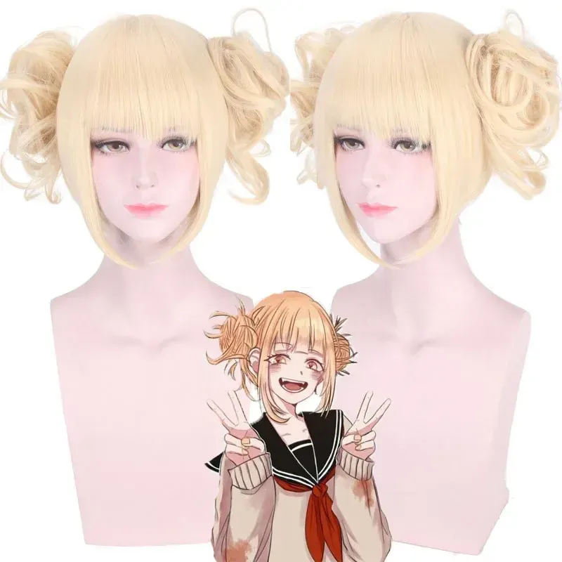 Anime My Hero Academia Himiko Toga Cosplay Wig Cross My Body Women Blond Synthetic Heat Resistant Hair
