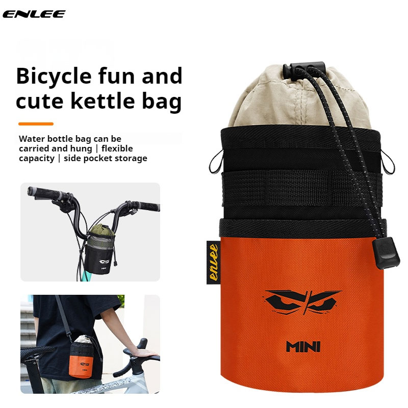 ENLEE Bicycle Kettle Bag Folding Car Water Cup Water Bag Handlebar Hanging Bag Road Bike Drawstring Harness Front Bag